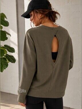 Victoria's Secret Sport | Open Back Sweatshirt in Kaki, Size S